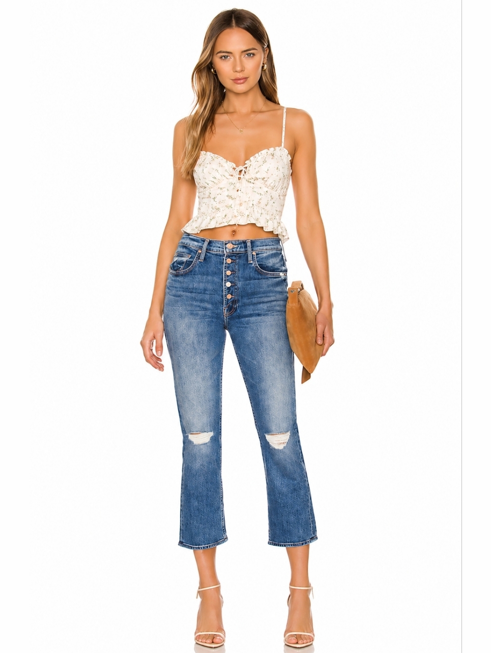 MOTHER The Pixie Tomcat Crop Jeans Size 29 Not Cut & Pasted Distressed